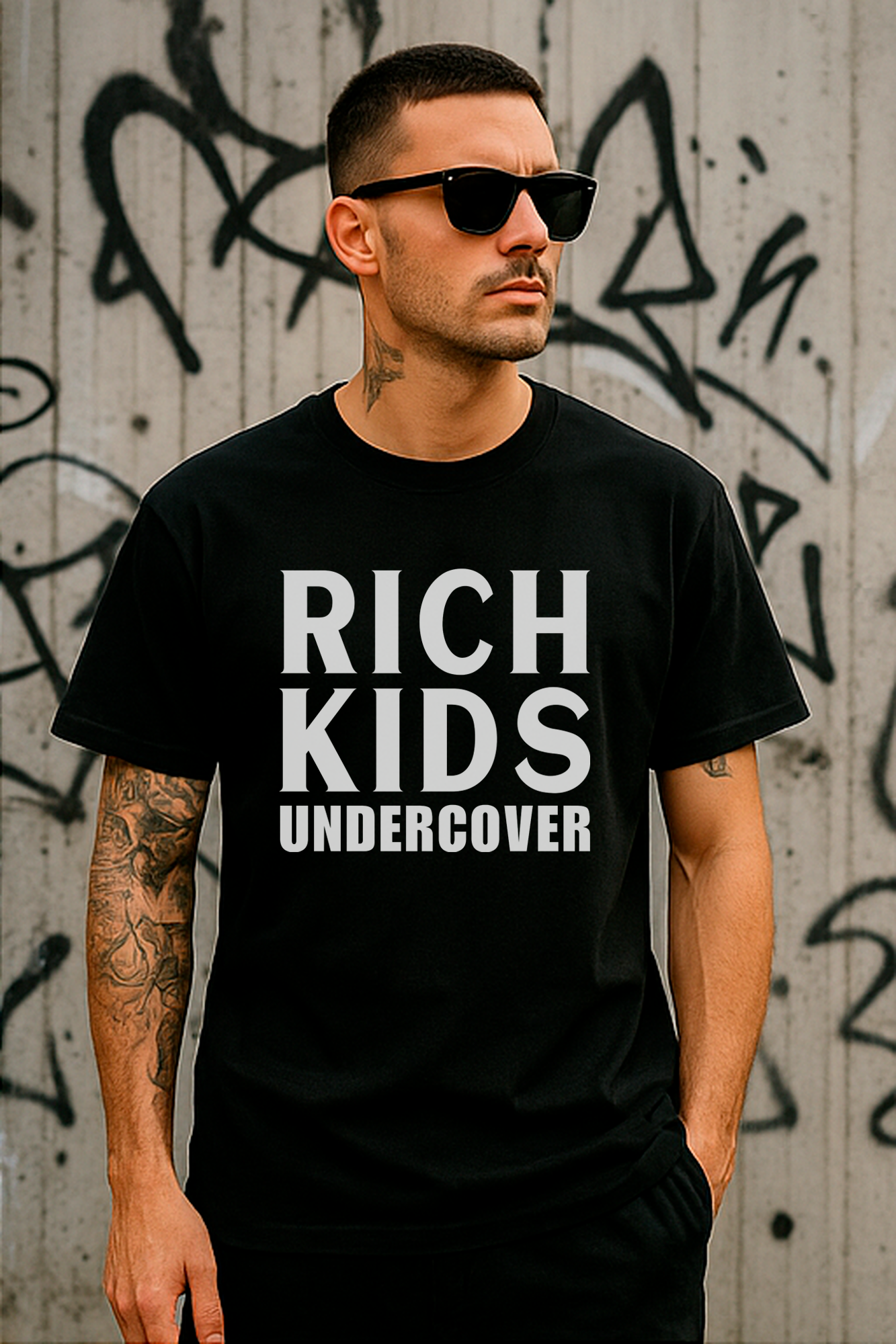 RICH KIDS UNDERCOVER Statement T‑Shirt (Schwarz)